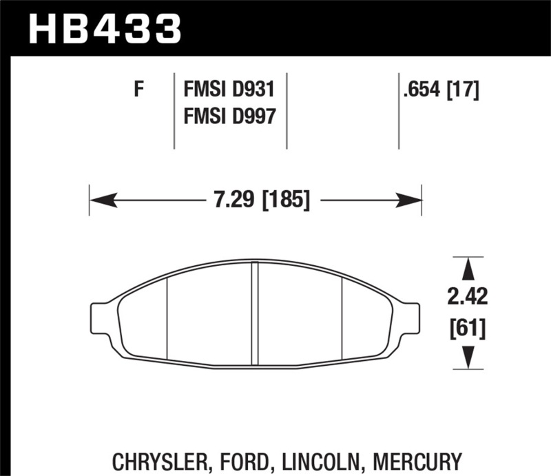 Ford Crown Victoria Brake Pad Set - Front - Hawk Performance - DTC-70 - `03-`11